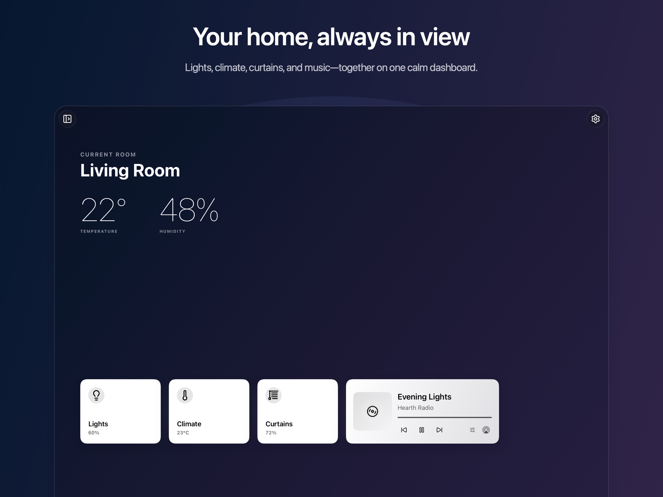 Hearth HomeKit dashboard on iPad